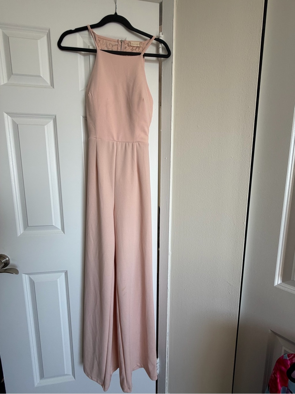 Altar'd State Soft Blush Pink High-Neck Wide-Leg Jumpsuit
